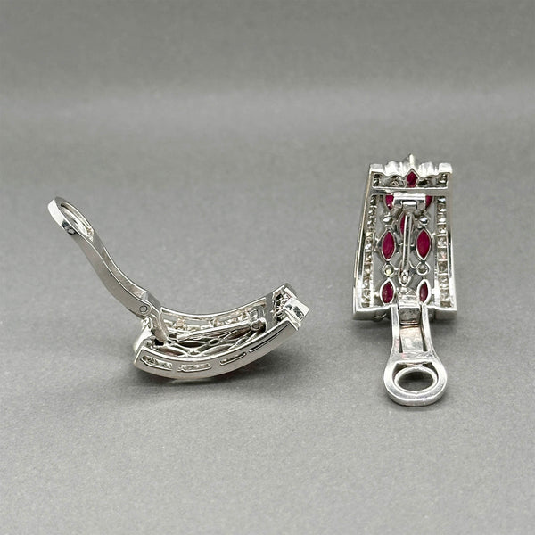 Estate 18K W Gold 2.40ctw Garnet & 1.57ctw Diamond Earrings