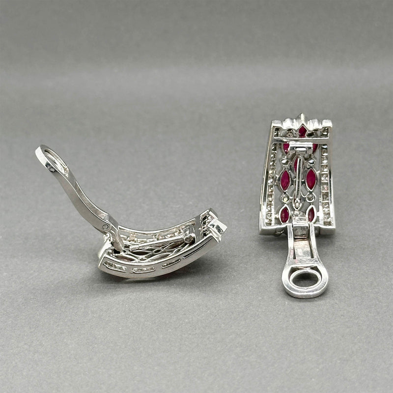 Estate 18K W Gold 2.40ctw Garnet & 1.57ctw Diamond Earrings