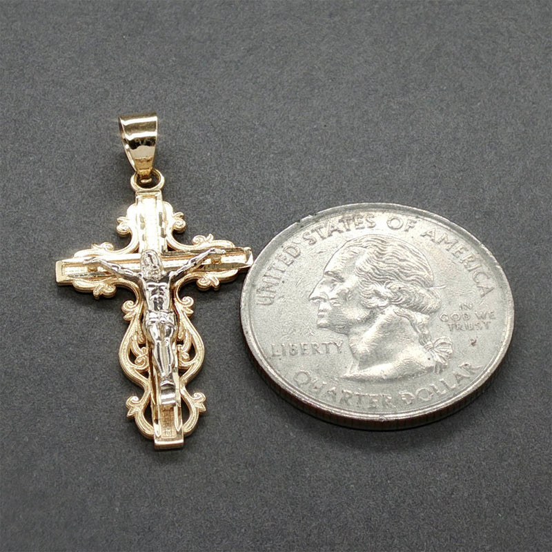 Estate 14K TT Gold Crucifix Pendant