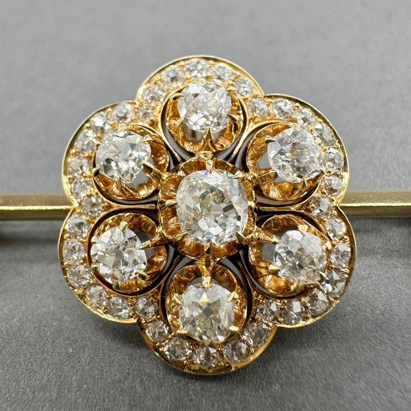Estate Victorian 18K Y Gold 3.11ctw F-G/VS2-SI1 Diamond Brooch