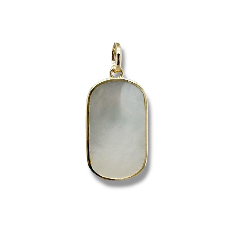 14K Y Gold Oval Bezel Set MOP Pendant