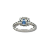 14K W Gold 1.01ctw Sapphire 0.17ctw Diamond H/SI1 Halo Ring