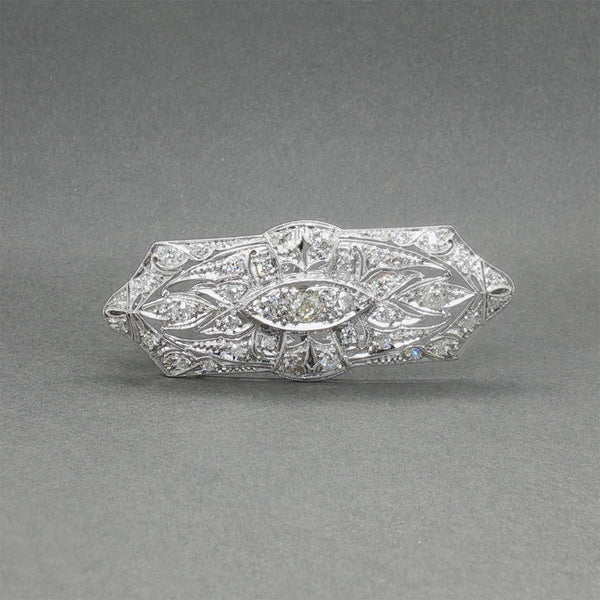 Estate Art Deco Platinum 1.36ctw H-K/SI1-2 Diamond Brooch