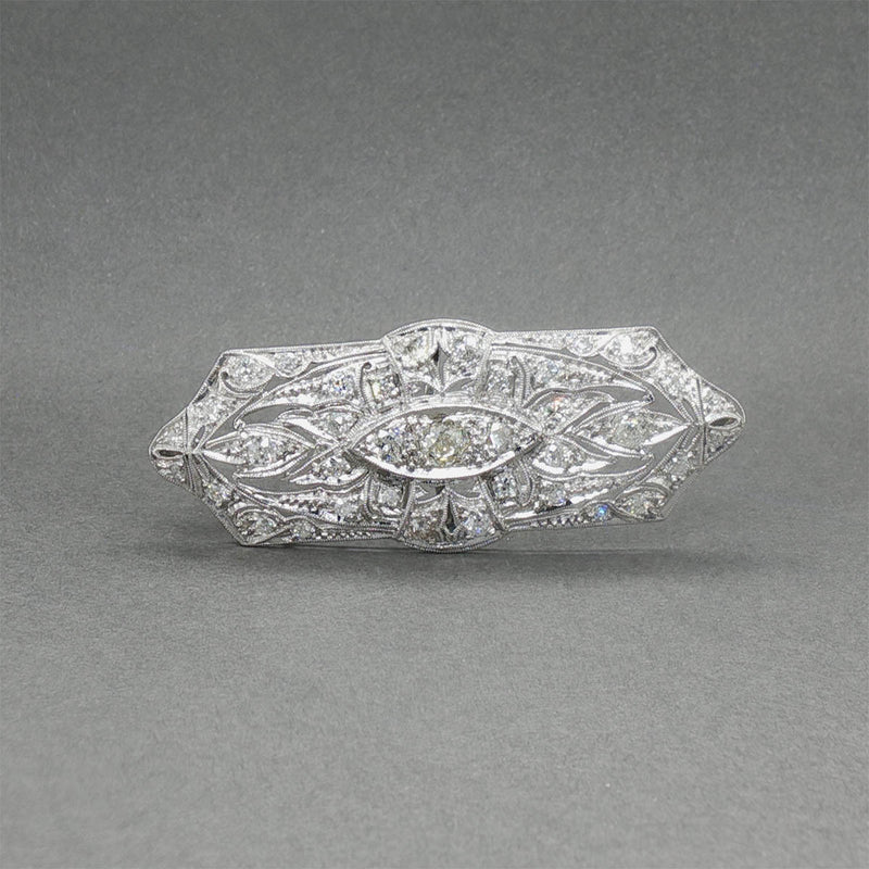 Estate Art Deco Platinum 1.36ctw H-K/SI1-2 Diamond Brooch