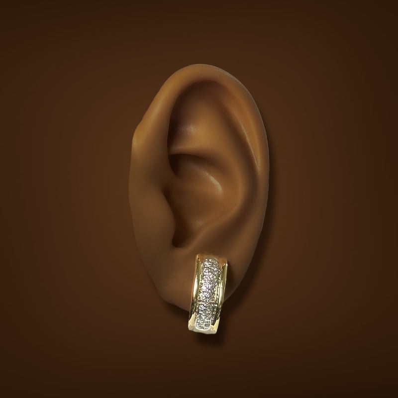 Estate 14K TT Gold 0.58ctw H/SI2-I1 Diamond Huggie Earrings