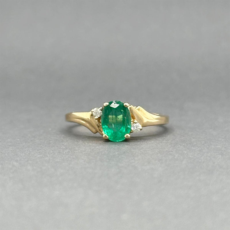 Estate 14K Y Gold 0.74ct Emerald & 0.04ctw Diamond Ring