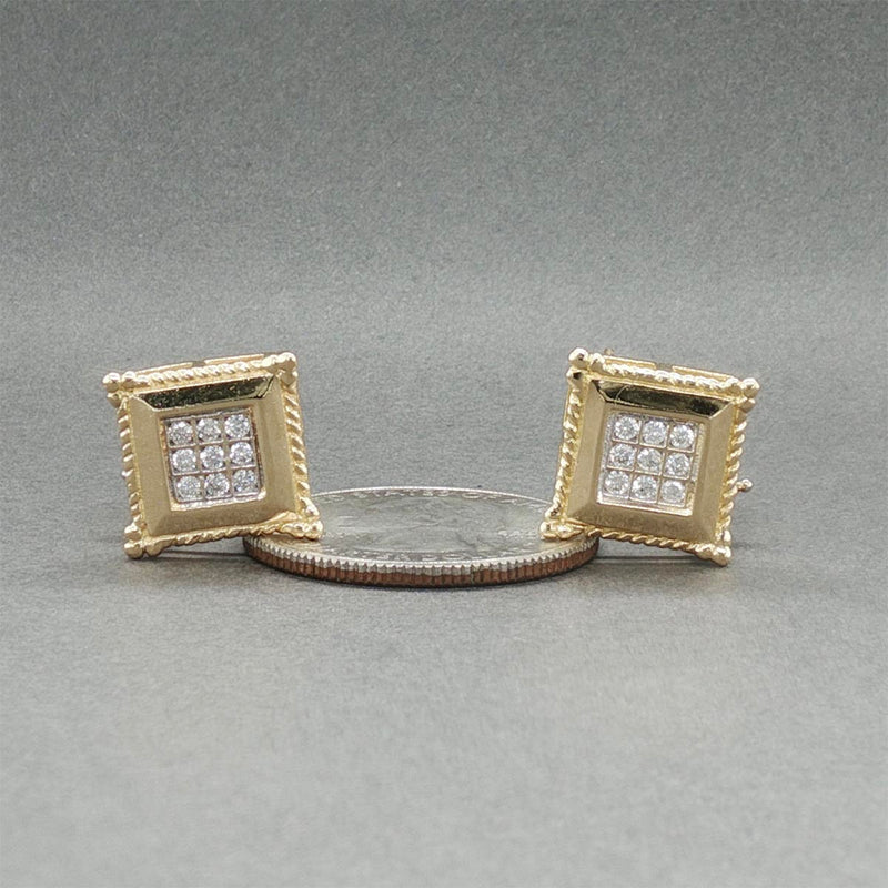 Estate 14K Y Gold 0.28ctw Diamond Square Earrings