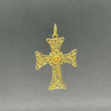 Estate 14K Y Gold Filigree 30.6mm Cross Pendant
