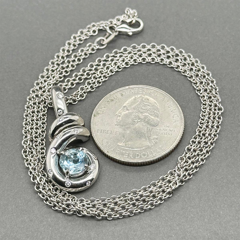 Estate Platinum 1.16ct Aquamarine & 0.14ctw Diamond Pendant