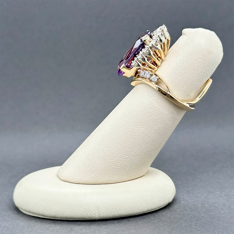Estate 14K Y Gold 6.13ct Amethyst & 0.99ctw Diamond Ring