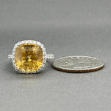 Estate 18K W Gold 7.19ct Citrine & 0.70ctw Diamond Ring
