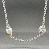 Estate Judith Ripka SS Pearl & CZ Station 36” Necklace