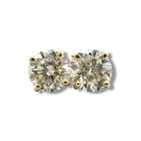 14K Y Gold 1.45ctw H/SI2 Diamond Stud Earrings GIA