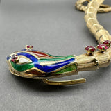 Estate 14K Y Gold Vintage 0.78ctw Ruby Snake Bracelet