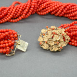 Estate 14K Y Gold 15 Strand Coral Bead Necklace