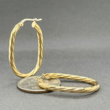 Estate 14K Y Gold Twisted 35mm Hoop Earrings