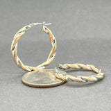 Estate 14K TT Gold 27.4mm Twisted Hoop Earrings