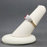Estate 18K Y Gold 1.61ct Lab-Created Ruby & 0.23ctw Diamond Ring