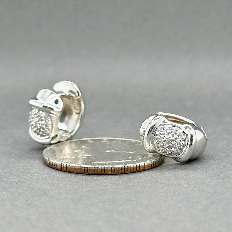 Estate 14K W Gold 0.19ctw Diamond Huggie Earrings