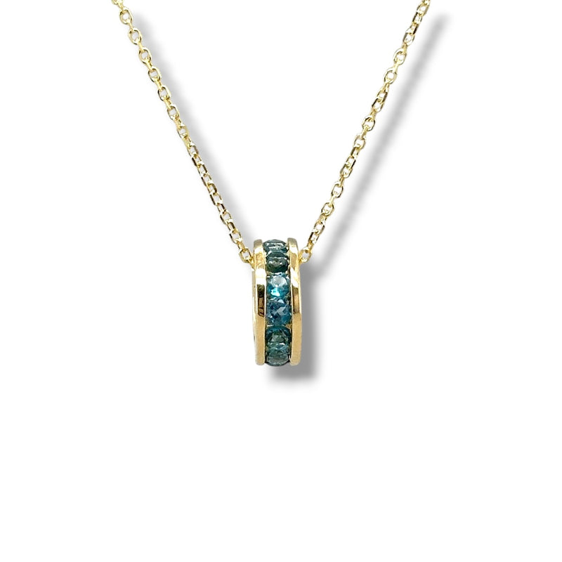 14K Y Gold 0.39ctw Blue Tourmaline Rondell Pendant