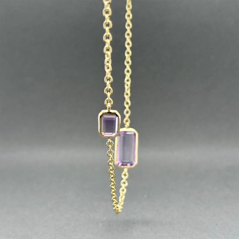 Estate Ippolita 18K Y Gold 6.48ctw Amethyst Rock Candy Station Necklace