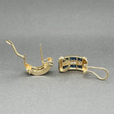 Estate 14K Y Gold 1.92ctw Sapphire & 0.34ctw Diamond J Hoop Earrings