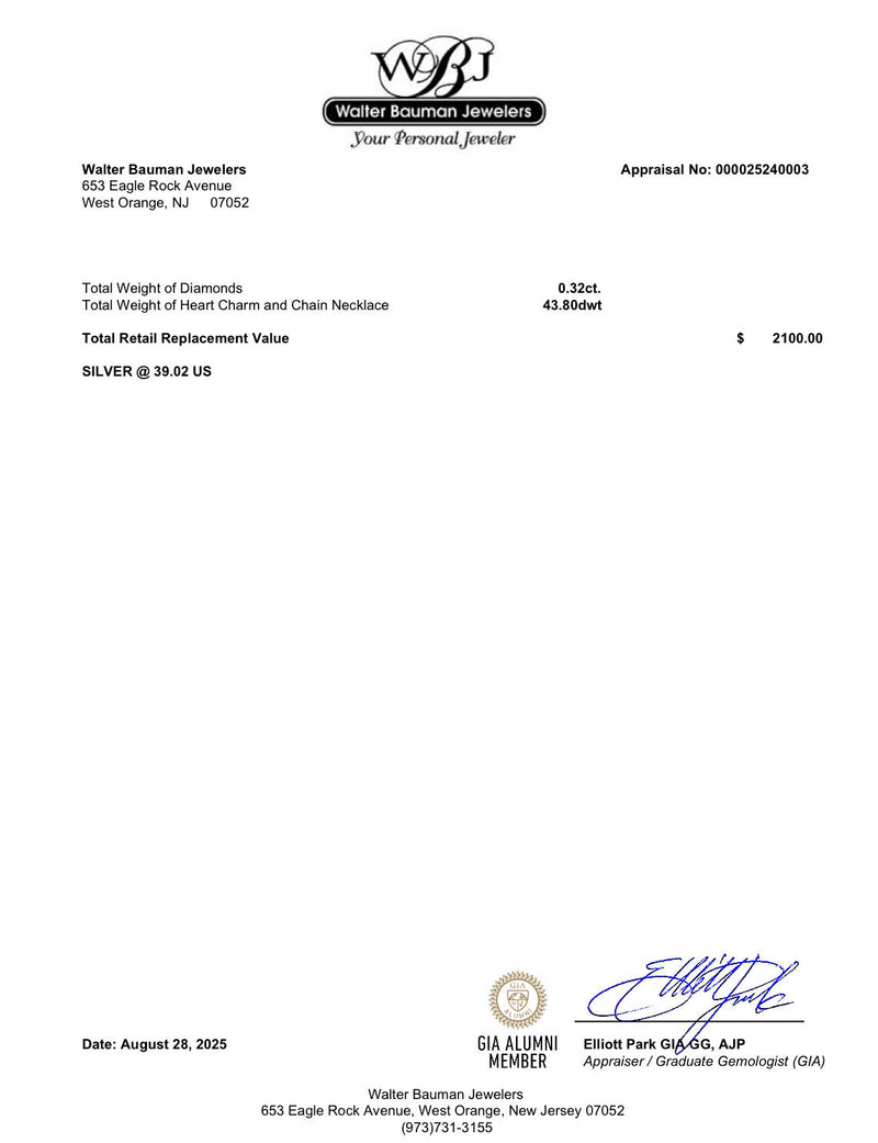 Estate Judith Ripka SS 18 0.32ctw Diamond Heart Necklace