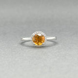 Estate 14K W Gold 0.76ct Citrine & 0.13ctw Diamond Ring