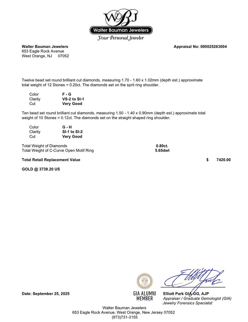 Estate Di Modolo 18K Y Gold 0.80ctw Diamond Ring