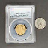 Estate 0.917 Gold 2021 First Day of Issue Gold Eagle $10 PCGS MS 70