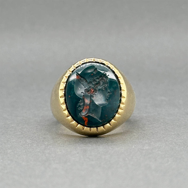 Estate 18K Y Gold 3.06ct Bloodstone Intaglio Ring