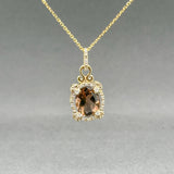 Estate 14K Y Gold 2.31ct Smoky Quartz & 0.07ctw Diamond Pendant