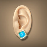 Estate 18K Y Gold Turquoise Earrings