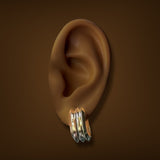 Estate 14K Tricolor Gold Square Hoop Earrings