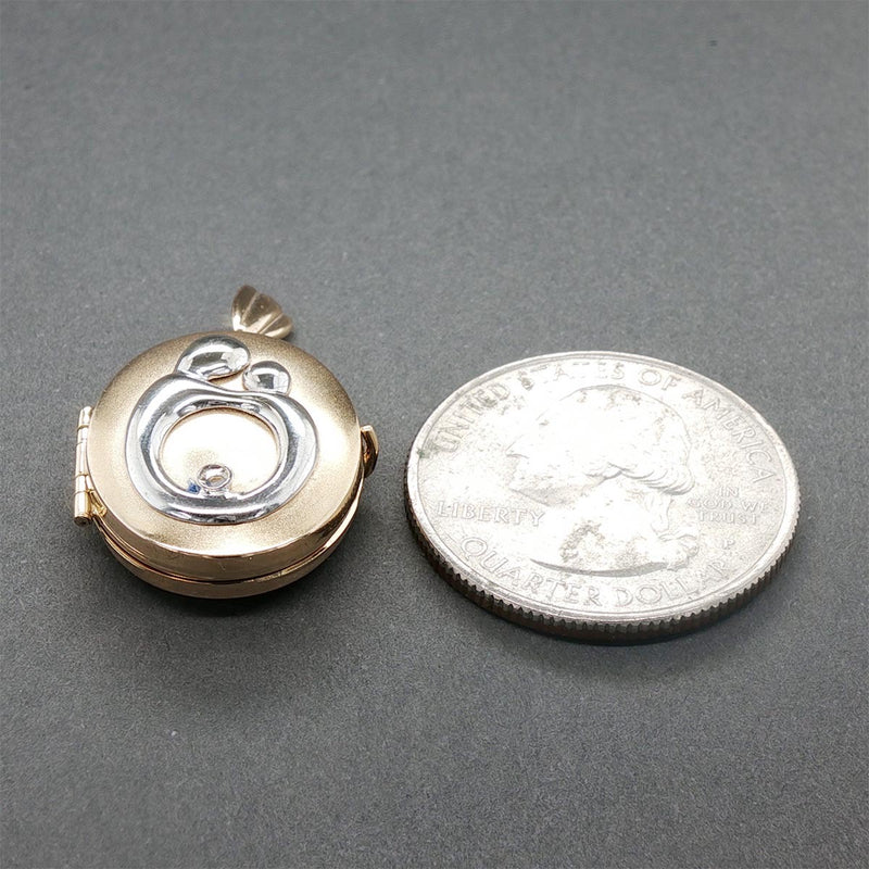 Estate 14K TT Gold Mother & Child Locket Pendant