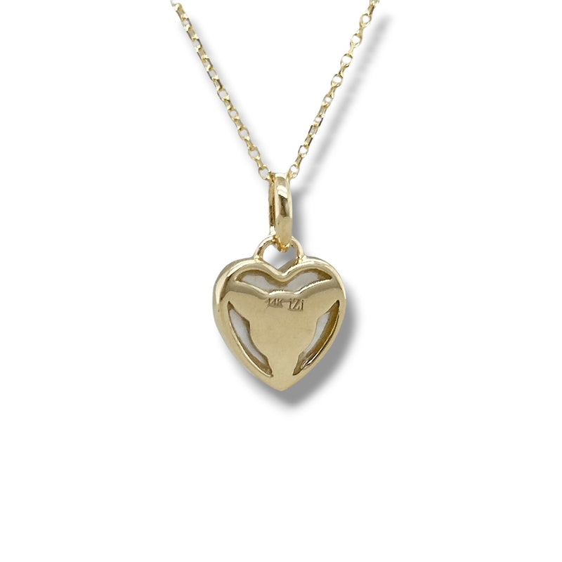 14K Y Gold 0.31ctw Ruby and MOP Bezel Set Heart Pendant