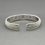 Estate Judith Ripka SS Blue & White CZ Lattice Cuff Bracelet