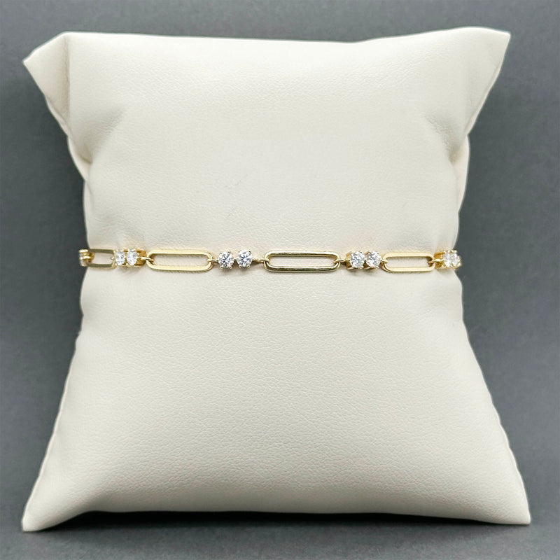 Estate 18K Y Gold 1.03ctw G/SI1-2 Diamond Paperclip Bracelet