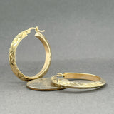 Estate 14K Y Gold 30.3mm Chevron Hoop Earrings