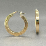 Estate 14K Y Gold 31mm Grooved Hoop Earrings