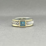 Estate David Yurman SS 14 Blue Topaz Ring