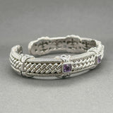 Estate Judith Ripka SS Amethyst Cuff Bracelet