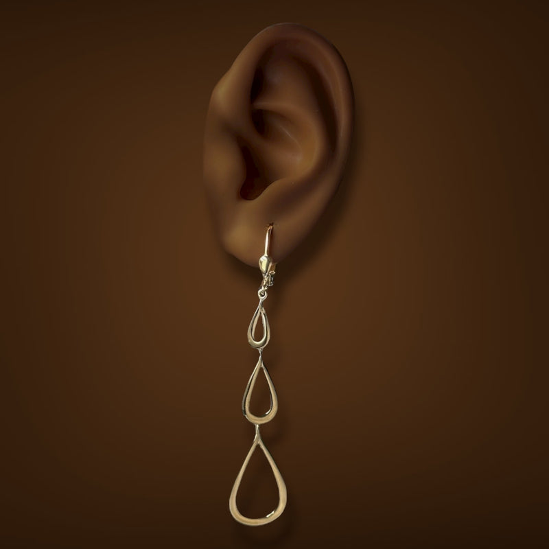 Estate 14K Y Gold Teardrop 77.43mm Dangle Earrings