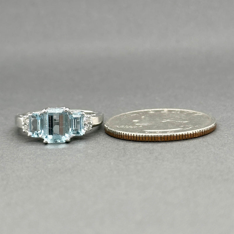 Estate 14K W Gold 1.46ctw Aquamarine & 0.07ctw Diamond Ring