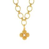 Brass YGP MOP Berry Clover Double Sided Pendant