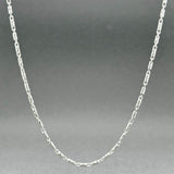 Estate 14K W Gold 1.50mm 24” Bar Link Chain