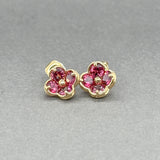 Estate 14K Y Gold 2.72ctw Garnet Clover Stud Earrings