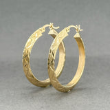 Estate 14K Y Gold 30.3mm Chevron Hoop Earrings