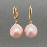 Estate 14K Y Gold Pink Freshwater Pearl Drop Earrings