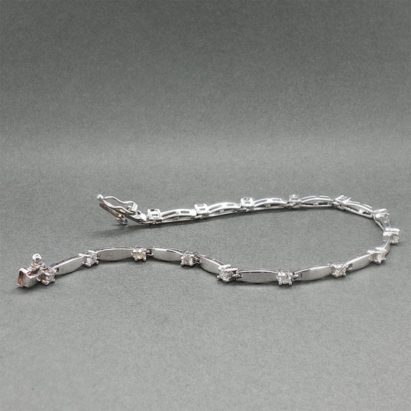 Estate 14K W Gold 0.95ctw Diamond Link Bracelet